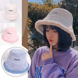 Wide Brim Hats 17 Colours Women Bucket Hat Suede Artificial Fur Wool Fleece Thick Fashion Fisherman Caps Warm Plush Winter Sunscree265d
