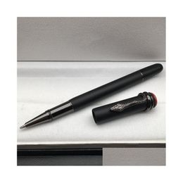 Ballpoint Pens Wholesale Price Matte Black Metal Roller Ball Pen With Snake Clip Office Stationery Supplies Luxurs Mens Write Pens No Dhuim