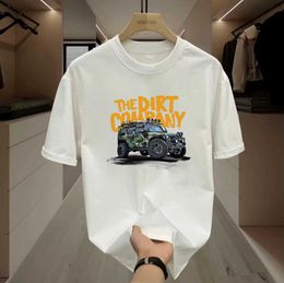 Off Road Vehicle Printed High-end Pure Cotton Short Sleeved T-shirt for Mens Clothing Plus Fat Size Trendy Brand Summer