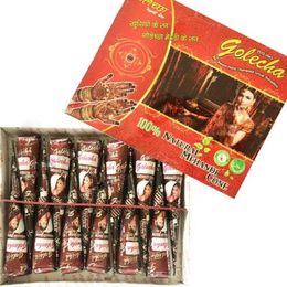 Fashion 12Pcs Golecha Natural Mehndi Henna Cones Indian Henna Tattoo Paste for Temporary Tattoo Sticker Mehndi Makeup Body Paint5803964