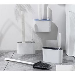 Toilet Brushes Holders Epacket Cracked Household Long Handle Soft Glue Brush No Dead Corner Cleaning Tpr Sile Brush210E7243908 Dro Dhraq