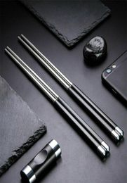 Top Quality 304 Stainless Steel Chopsticks with Black Slipresistant Cover Durable Metal Chopstick Restaurant Square Chopsticks1776806