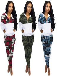 Plus size Women CAMO winter outfits 2pieces set pullovers hoodiespants joggers suit casual pullover patchwork tracksuit sportswea4070538