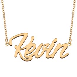 Kevin Name Necklace Pendant for Women Girls Birthday Gift Custom Nameplate Children Best Friends Jewelry 18k Gold Plated Stainless Steel