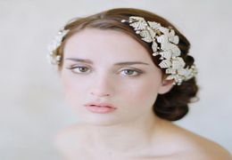 Twigs Honey Wedding Headpieces Hair Accessories Bridal Hair Comb With Pearls Rhinestones Crystals Bridal Hair Jewellery BWHP0366032846