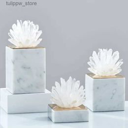 Decorative Objects Figurines Crystal Flower Decoration Coral Marble Imitation Plant Natural Mineral Glass Handicraft Desk Home Decoration Accessories L240306