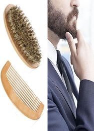 New Boar Bristle Beard Brush and Handmade Beard Comb Kit for Men Mustache2192606