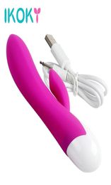 IKOKY Dual Vibration Wand USB Rechargeable Sex Toys For Women AV Rod Vibrator Magic Wand Massager 10 Speed Vibrating Stick C1811085086263