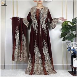 Ethnic Clothing 2024 Dubai Fashion Print Femme Long Sleeve Loose Cotton African Dashiki Elegant Women Abaya Islam Maxi Summer Casual Dresses