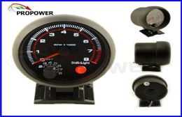 New 375 inch 95mm Tachometer RPM Gauge White Led With Internal Shift Light Black Case6058604