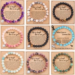 Beaded Strands Natural Stone Lotus Pendant Men And Women Elastic Bracelet Essential Oil Diffusion Yoga Cure Drop Delivery Jewelry