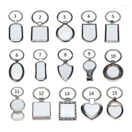 Keychains 15 Shapes Sublimation Transfer Paper Blanks DIY Metal Round Key Rings Heat Press Po Custom Jewellery Making Smal22284s