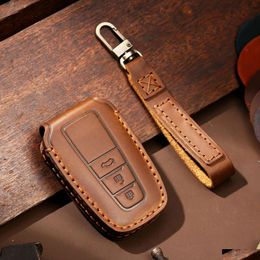 Car Key Leather Car Key Case Er Fob Protector Accessories For Carola Vios Camry Corolla Keychain Holder Keyring Shell Bag Drop Deliver Dhtex