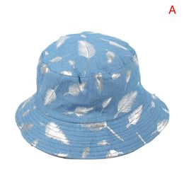 Female Tide Wild Double-sided Wear Top Hat Feather Bucket Hats Men's Casual Couple Sun Visor254F
