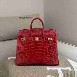 Totes Genuine Leather Handbag L Square Crocodile Bag 25cm High Crocodile Skin Womens Bag Handmade Three Skin Bag MAZF