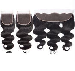 Human Hair Swiss 13x4 Lace Frontal Closure Ear To Ear Or 4X4 Human Hair Lace Closure Or 5X5 Lace Closure Straight Body Wave Deep K6191454