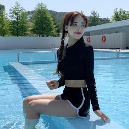 Swimwear Athletics Swimwear Ladies Korean Long Sleeve Conservative Split Swimsuit Student Hot Spring Vacation Slimming Korean Diving Suit