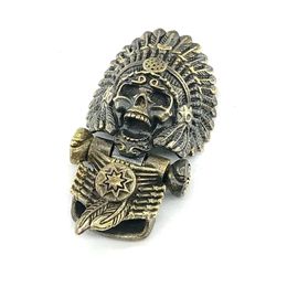 EDC Outdoor Tool DIY Accessories For Bracelet Weaving Paracord Multifunction Buckle Brass Chief Skull Drop 240220