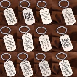 Keychains Family Love Keychain Son Daughter Sister Brother Mom Fathers Key Chain Gifts Stainless Steel Keyring Dad Mothers Friend 239M