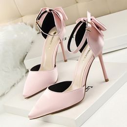Summer Woman Wedding Dress Shoes Fashion Pink Satin Pumps Sexy Pointed Toe 8cm 10Cm High-Heeled Sweet Girls Party Shoe Size 35-43