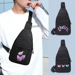 Shopping Bags Crossbody Chest Bag Men Shoulder USB Charging Cable Hole Male Anti Theft Sports Messengers Pack Butterfly Pattern