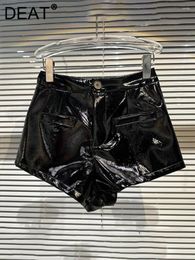 Women's Shorts Trend Streetwear PU Leather Wide Leg High Waist Texture Designer Short Pants Female 2024 Spring 11XX1900