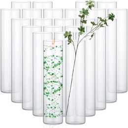 Flower Vase 24 Pcs Glass Cylinder Vases Bulk Hurricane Candle Holder Floating Holders Clear Table Home Decor 240301