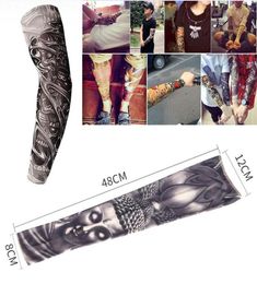 200PCS Motorcycle Hiking Unisex Nylon Elastic Seamless Temporary Fake Tattoo Sleeves 3D Pattern Women Men Stretch Sunscreen Arm St2736292