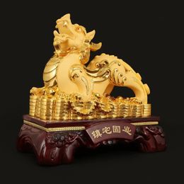 Creative Lucky Feng Shui Home Decor Craft Statues Pixiu Ornaments Living Room Decor Sculptures Craft Figurines Gift 240223