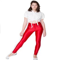 Women Fashion Plus Size XL 2017 Brand New High Waist Candy Color Shiny Dance Disco Pants American A Pencil Workout Pants 7403155