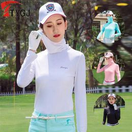 Men's Casual Shirts TTYGJ Womens Summer Ice Silk Shirts Ladies Sunscreen Long-sleeve Sports Clothing Slim Cooling Anti-UV Tops with Mask L240306