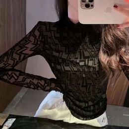 2022 designer fashion Womens Knits womens T-shirt autumn high-end lace womens leggings long sleeve round collar luxury