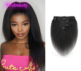 Brazilian Virgin Hair Kinky Straight 120g Clip In Hair Extensions 120g Kinky Straight Clipin On 100 Human Hair Natural Color3734027