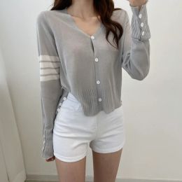 Cardigans Womens Clothing Cardigan Korean Fashion Sweater Y2k Tops Knitwears New Summer 2023 Clothes Women Sun Protection Long Sleeve Thin