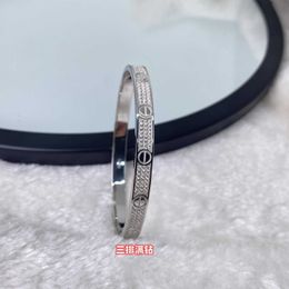 ORIGINAL 1TO1 CATTRES S925 Sterling Silver Full Diamond Armband Inlaid med Snap Closure Light Luxury High-klass Ins Design för flickvän gåva