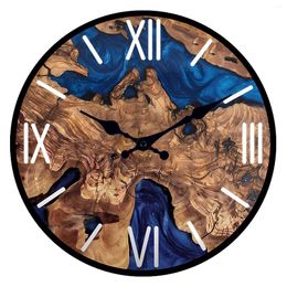 Wall Clocks 12 Inch European Creative Wooden Clock Living Room Bedroom Decorative Round Old Fashion Artistic Silent