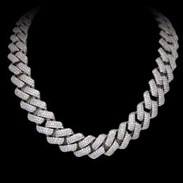 3 rad rundad VVS Moissanite Diamond 20mm 24 tum kubansk 925 Sterling Silver Solid Silver Miami Cuban Link Chain