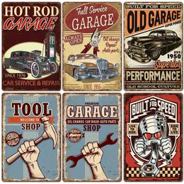 Metal Painting 2024 new garage American style garage iron painting industrial style auto repair background wall decoration frameless hanging painting T240306