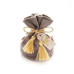 Gift Wrap 20pcs/lot Knight Silver Wedding Candy Bags With Tassel Chocolate Package Bag Christmas Velvet Drawstring
