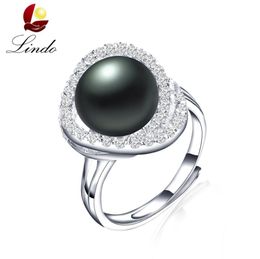 luxury new fashion black 100 pearl ring high quality 1011 freshwater pearl Jewellery for women mother039s day gift 925 silver 2193861