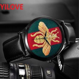 Top model Women Men Lady Quartz Watches 40mm 45mm Casual bee tiger snake skeleton black red white leather Strap Couples birthday g2074