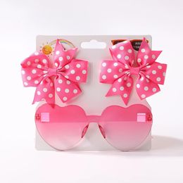 3PcsPack Solid Dot Hair Bows Clip Girls Boutique Bowknot Hair Clips Kids Colorful Heart Sun Glasses Children Hair Accessories 240220