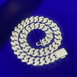 14mm Chunky Wholesale Trendy Rose Gold Platinum Zircon Miami Cuban Link Chain Necklaces for Mens