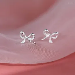 Stud Earrings Fashion Sweet Bow For Women Silver Color Simple Ear Piercing Jewelry Gifts Drop