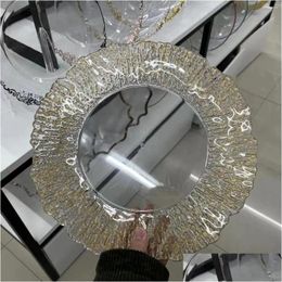 Dishes Plates 200Pcs Clear Charger Plate With Gold Beads Rim Acrylic Plastic Decorative Dinner Serving Wedding Xmas Party Decor Dr Dhlve