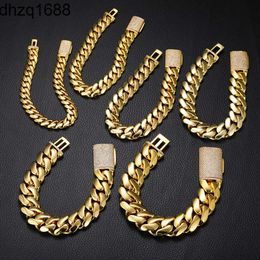 10-20mm 7-9 Inch Men Bracelet Chains for Jewellery Making Gold Plate Adjustable Cuban Chain Brazalete Gold Bracelet for Men Women