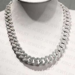 Fine Jewellery Customised 18mm 22 Inches 925 Sterling Silver Iced Out Vvs Moissanite Cuban Link Chain Necklace for Men