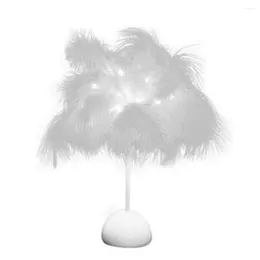 Table Lamps Feather Night Light LED Lights Beside Desk Lamp For Bedroom Party Wedding Romantic Decoration Vintage White