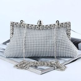 Evening gold Clutch Bag Glitter Bead Designer Elegant Woman Party bags Vintage Fashion Bridal Purse Silver Handbag 240223