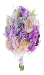 2018 The latest Korean bride holding a flower pink purple rose purple hydrangea lavender wedding bride bridesmaid bouquet1557849